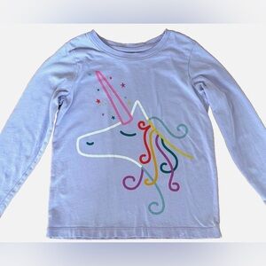 Hanna Andersson Unicorn Long Sleeve Tee Size 5 100% Cotton Purple 110 cm